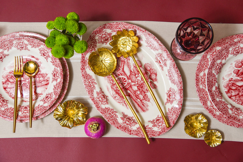 Waterwheel Cranberry Pasta Bowl Set – hand-painted tableware by Cavalry Lane – view 3