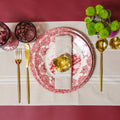 Waterwheel Cranberry Dinner Plates – hand-painted tableware by Cavalry Lane