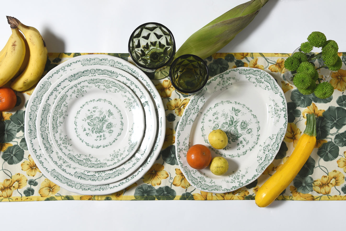 Camille Green Dinner + Side Plate Set