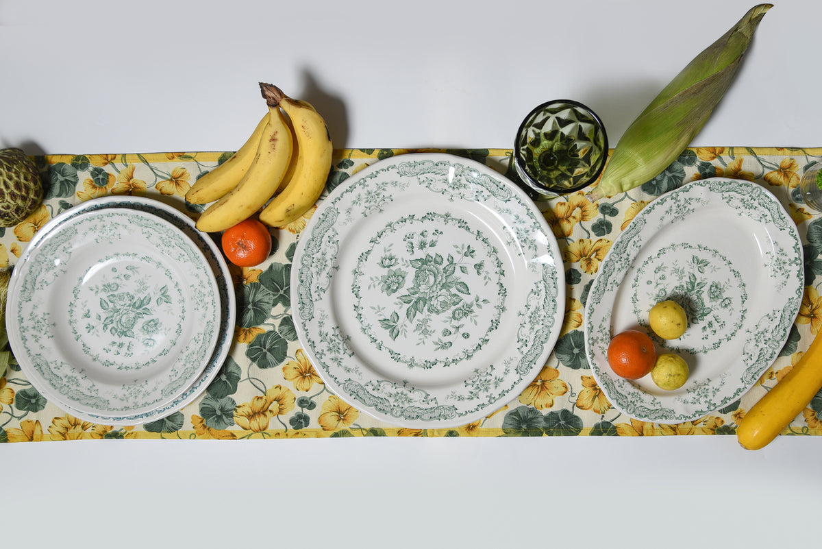 Camille Green Pasta Bowl Set – floral earthenware tableware by Cavalry Lane – view 3