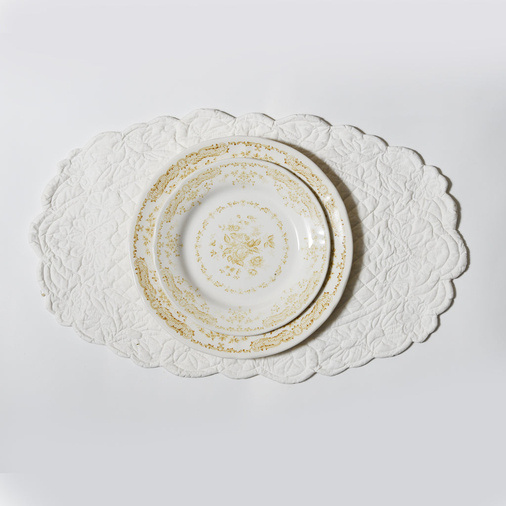 Camille Yellow Dinner + Side Plate Set – floral earthenware tableware by Cavalry Lane – view 2