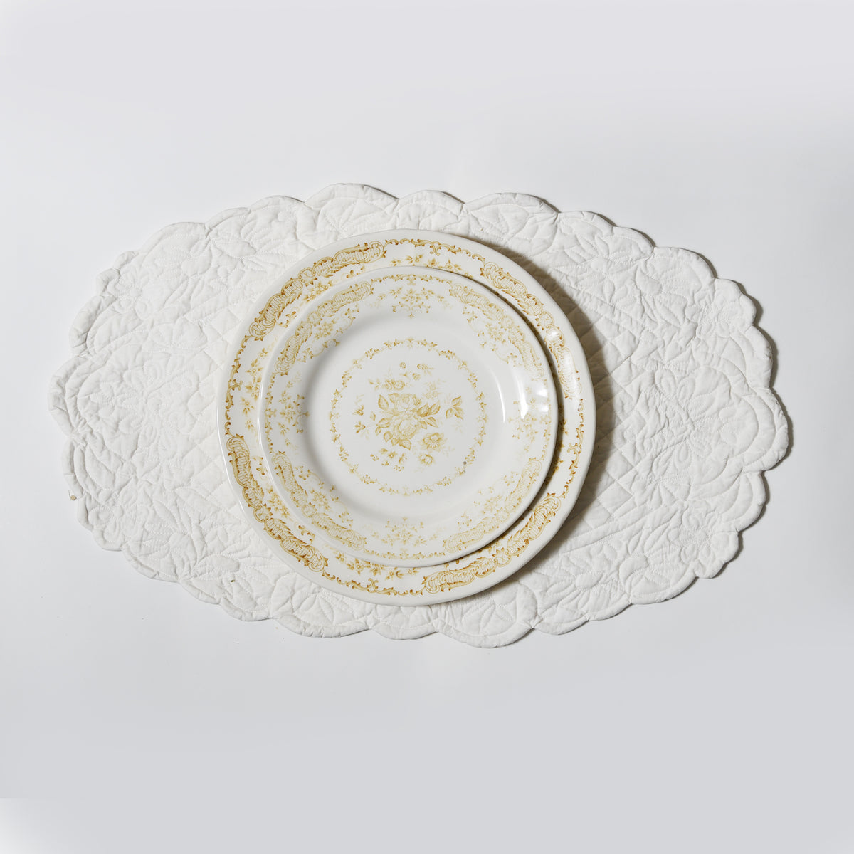 Camille Yellow Dinner + Side Plate Set – floral earthenware tableware by Cavalry Lane – view 2