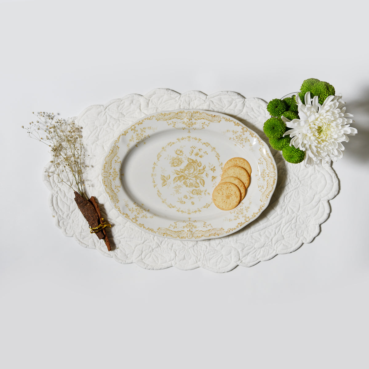 Camille Yellow Oval Platter – floral earthenware serveware by Cavalry Lane – view 2