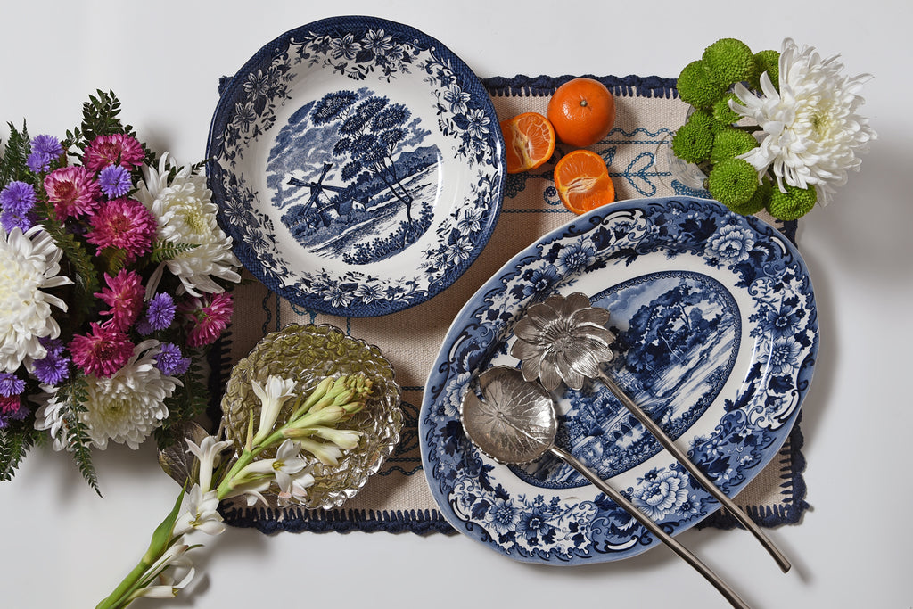Belmonte Blue Oval Platter – hand-painted serveware by Cavalry Lane – view 2