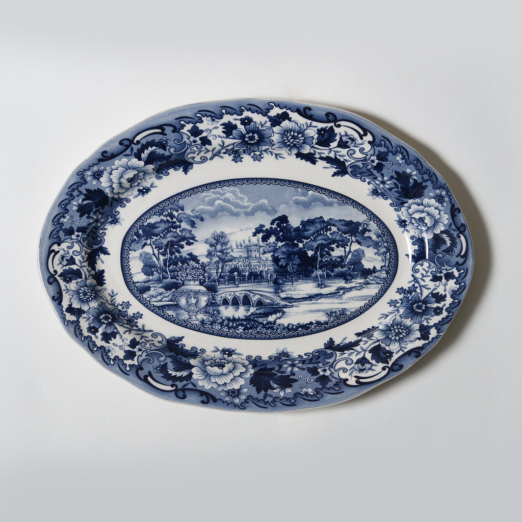 Belmonte Blue Oval Platter – hand-painted serveware by Cavalry Lane