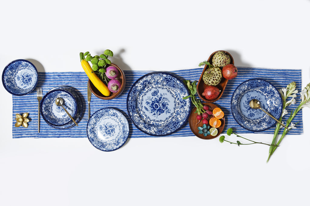 Divine Blue Side Plate Set – vintage floral tableware by Cavalry Lane – view 2