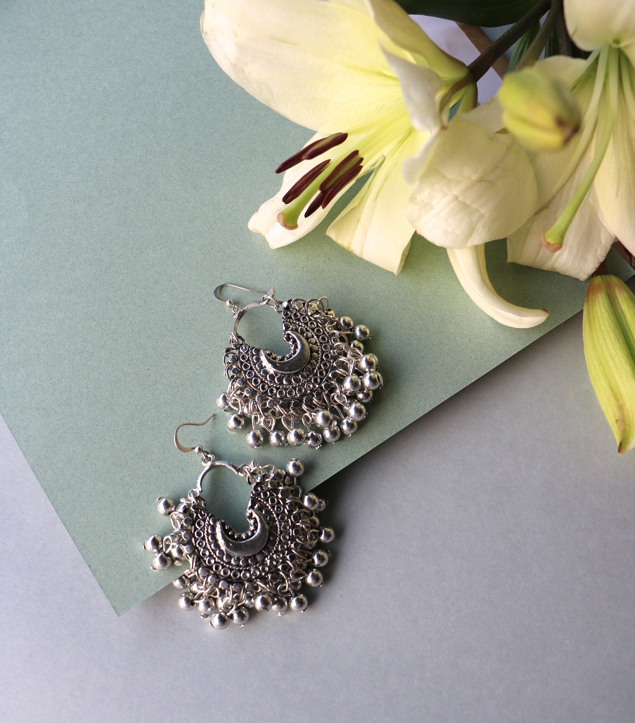 Baby Crescent Silver Earrings