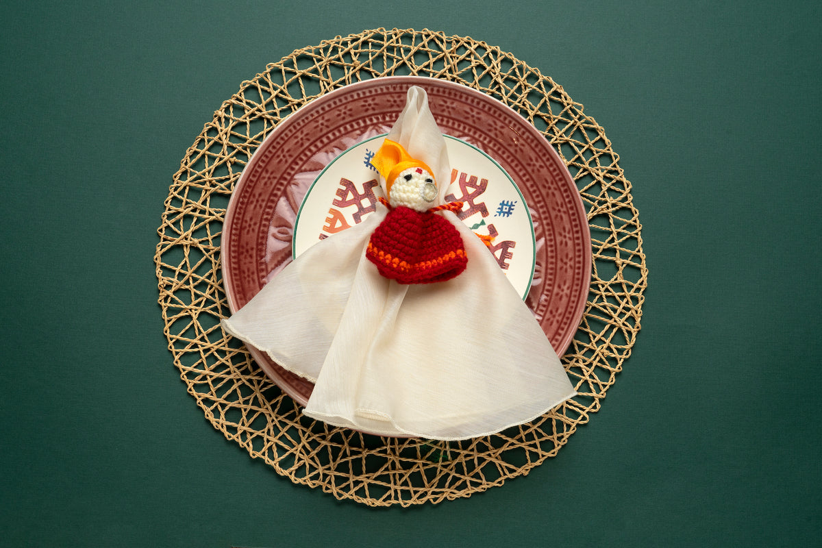 Cream Cotton Silk Napkin Set – set of 6 table linens by Cavalry Lane