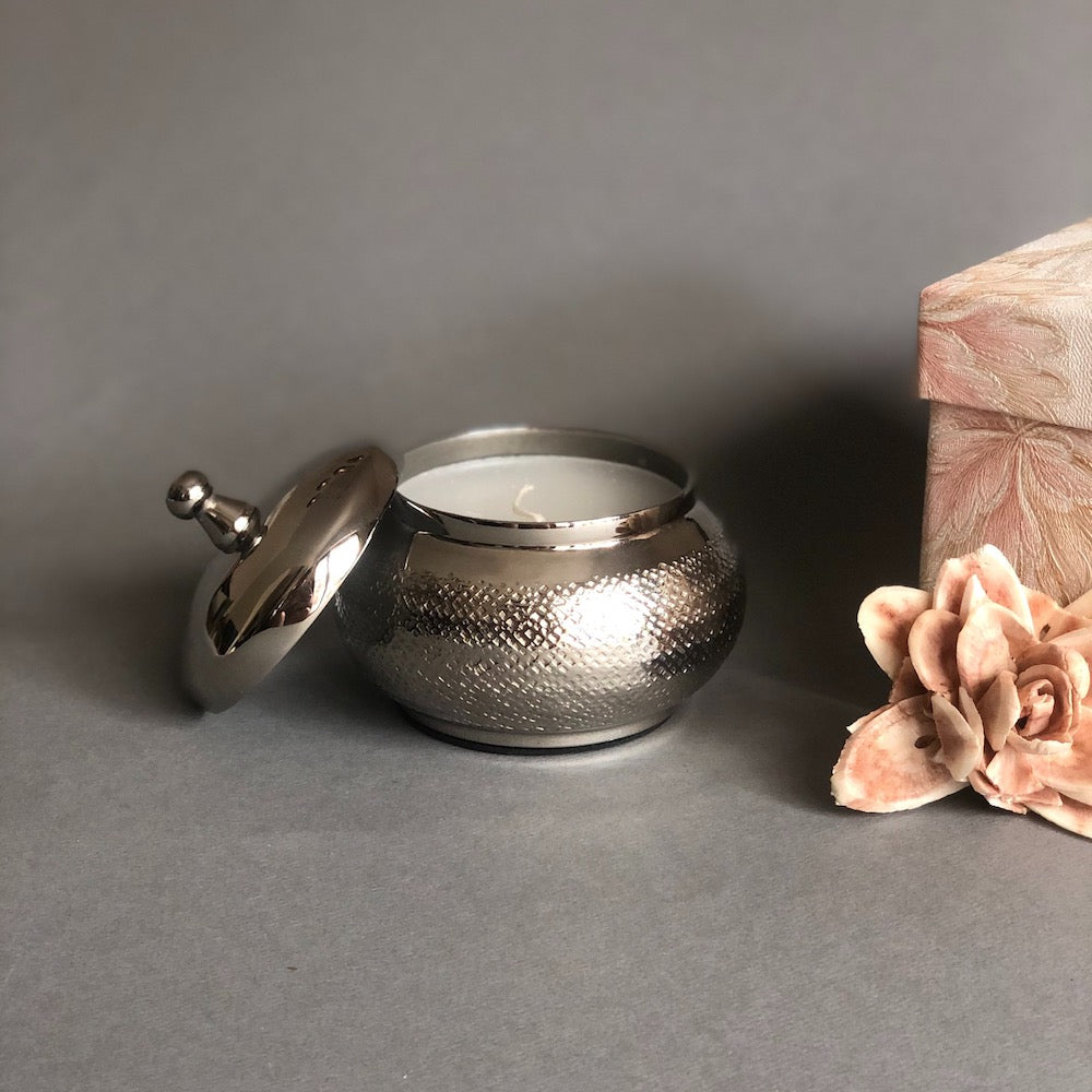 Silver Katori Candle with Lid